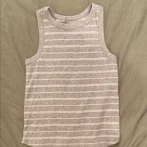 Gray and White Striped Tank Top